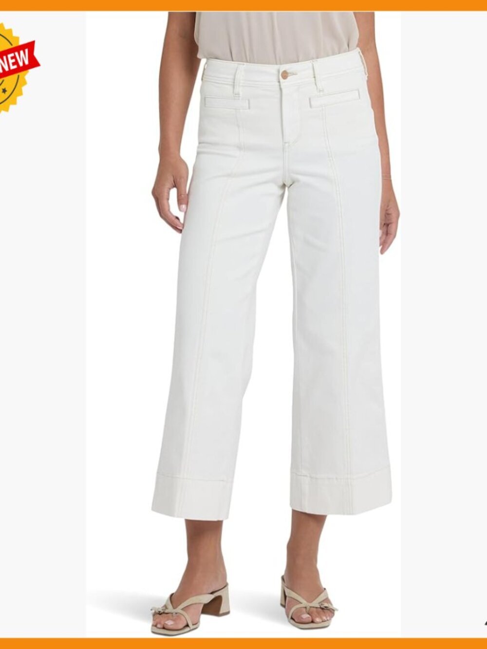 Petite Wide Leg Ankle Jeans with Front Seams, Lift Tuck Technology